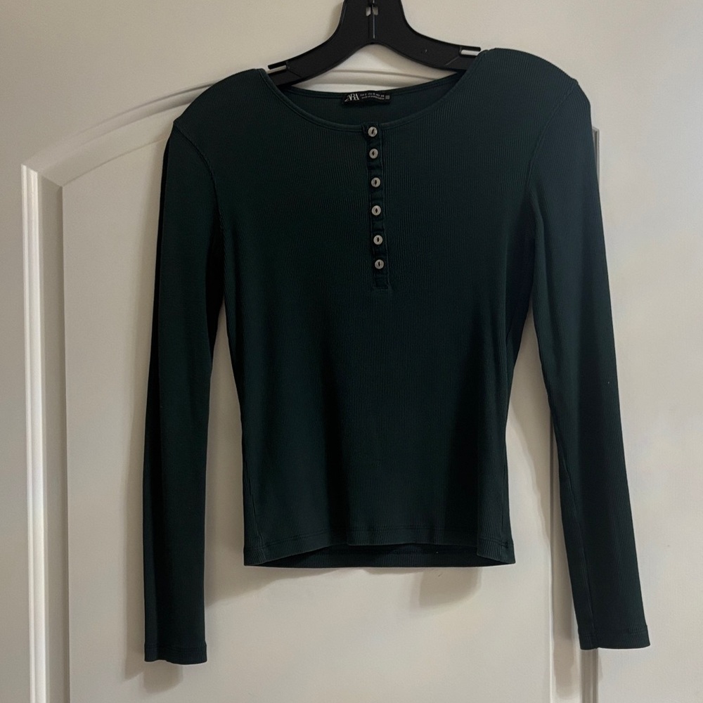 Women's Forest Green Long Sleeve Top